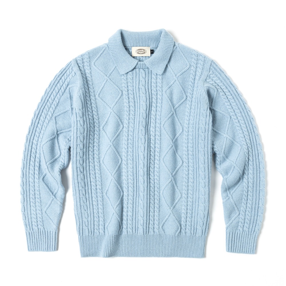 FISHERMAN ROUND COLLOR KNITWEAR SKY BLUE